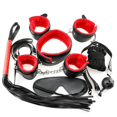 7PCS Couple Sex Toys Bundle Set SM Handcuffs Leather Whip Adult Games Bondage Gear Sex Toys For Women Femdom Wife Butt Plug Sexy