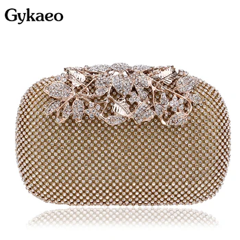 

Gykaeo Luxury Diamond Banquet Shoulder Bags for Women Diamonds Floral Evening Clutch Bag Ladies Dinner Messenger Bag Sac A Main