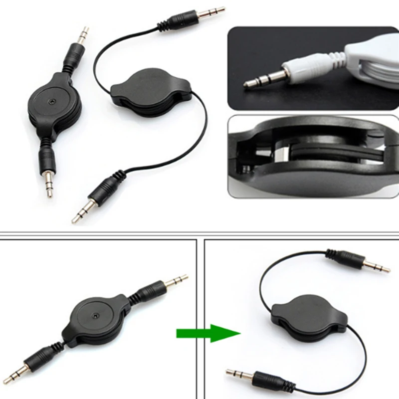 

Portable Jack 3.5mm Audio Cable Male 3.5 mm Stereo AUX Telescopic Cable M/M Headphone Cord for iPhone Car Speaker Earphone MP3/4