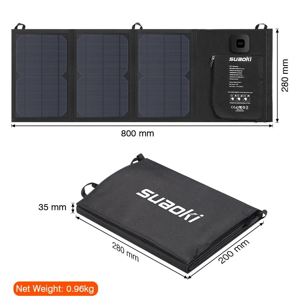 Suaoki 21 Вт Складная солнечная панель зарядное устройство двойной usb порты 4A max выход портативный PowerBank для Xiaomi смартфон iPhone планшеты