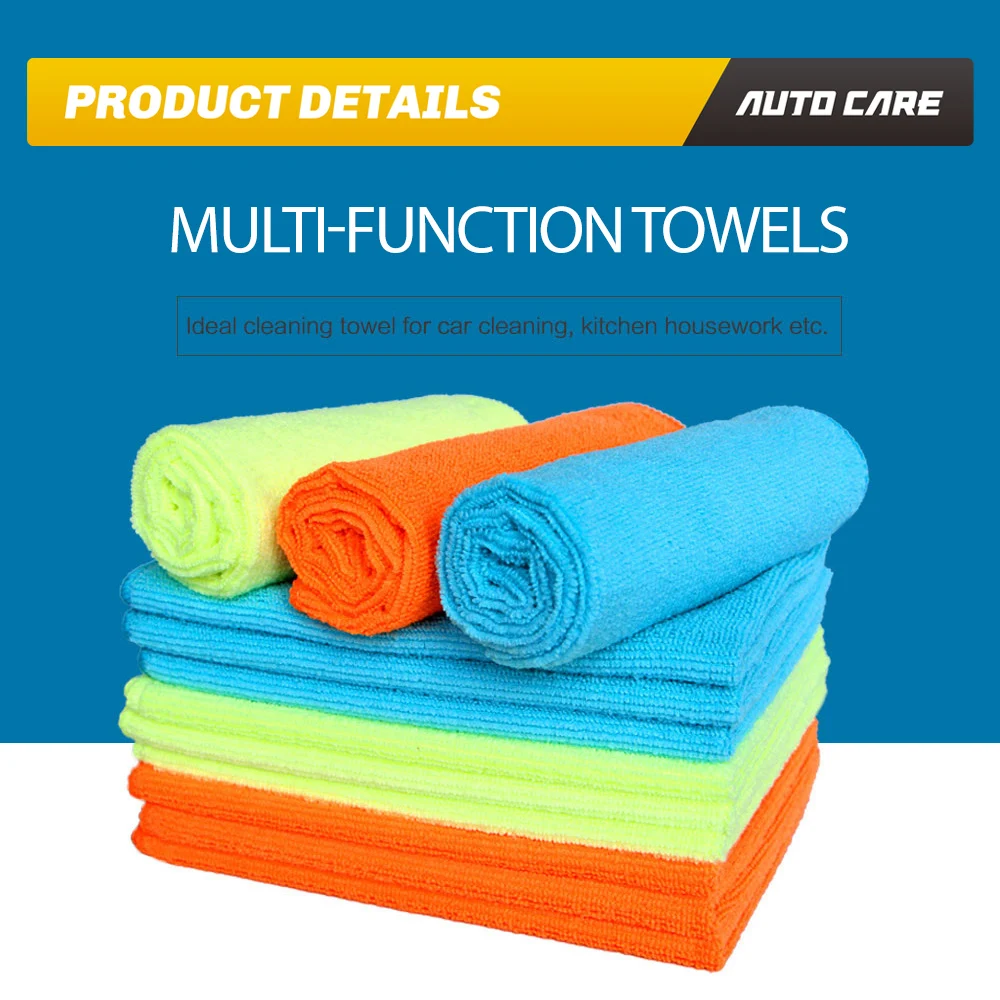 12Pcs Microfiber Kitchen Wash Auto Car Home Dry Polishing Cloth Cleaning Towel 