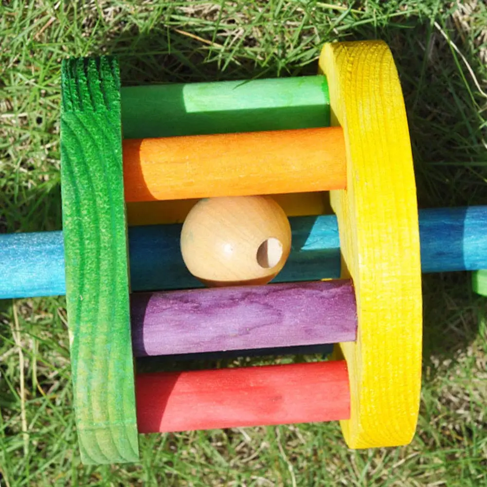Многоцветный деревянный блок с вращающимся роликом качели птица игрушка для средних и больших попугаев попугай Parakeet Lovebird волнистый Финч окунь