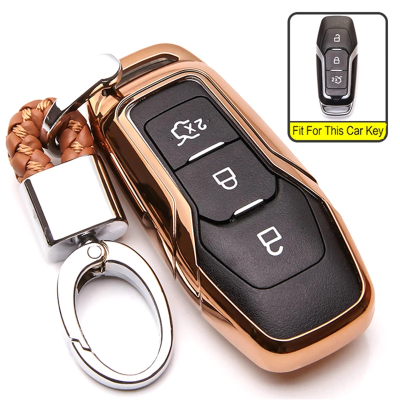Чехол для ключа из ТПУ Ford Mondeo 5 MK5 Ranger Mustang Edge Cmax Kuga Fiesta Explorer Focus MK3 MK4 3 4 Цепь ключей