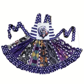 

Autumn Girls Purple Halloween theme printing lovely children's big skirt 20