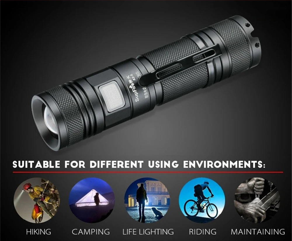 SupFire Flashlight Linterna LED Zoom Torch 26650 Flash Light Lanterna A2-S Powerful Flashlight Waterproof Camping Light 2000lm