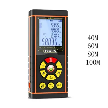 

40/60/80/100m Handheld Infrared Ray Distance Meter 360 degree Level Bubble Area Rangefinder Measure