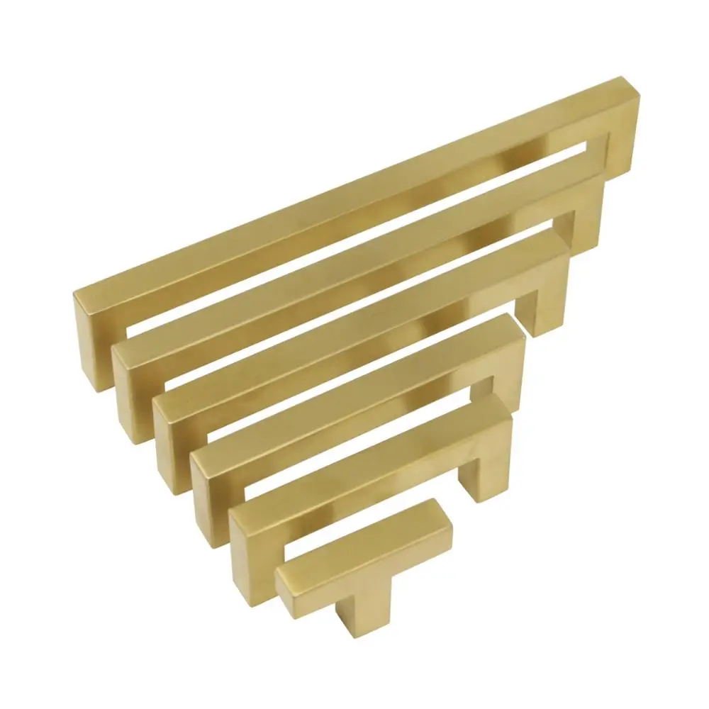 Gold Probrico ручки для кухонного шкафа ручки для выдвижных ящиков Ручки для шкафа 12 мм квадратная Т-образная мебельная фурнитура 4 цвета CC 64~ 320 - Цвет: Gold