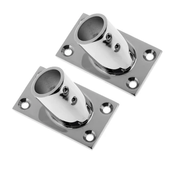 

2 X 316 Stainless Steel Boat Handrail Base Rectangle 60 Degree 25mm