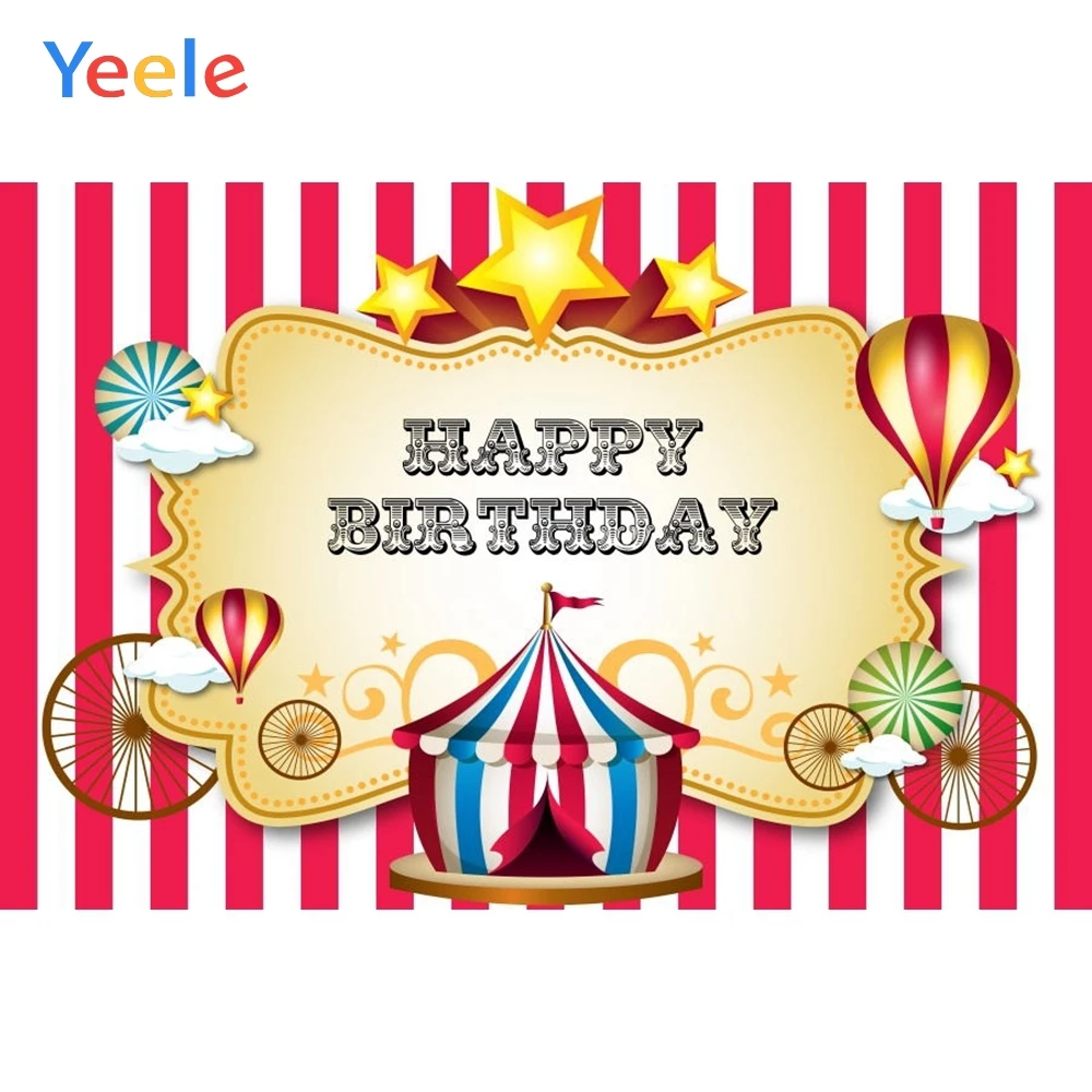 

Circus Party Backdrop Tent Hot Air Stripe Balloon Newborn Baby Birthday Party Photography Background For Photo Studio Photophone