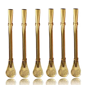 

6 Pieces Smooth Stainless Steel Yerba Mate Tea Bombilla Straws Filtered Spoon Drinking Straw, Mate Club Bombilla Set, Yerba Mate