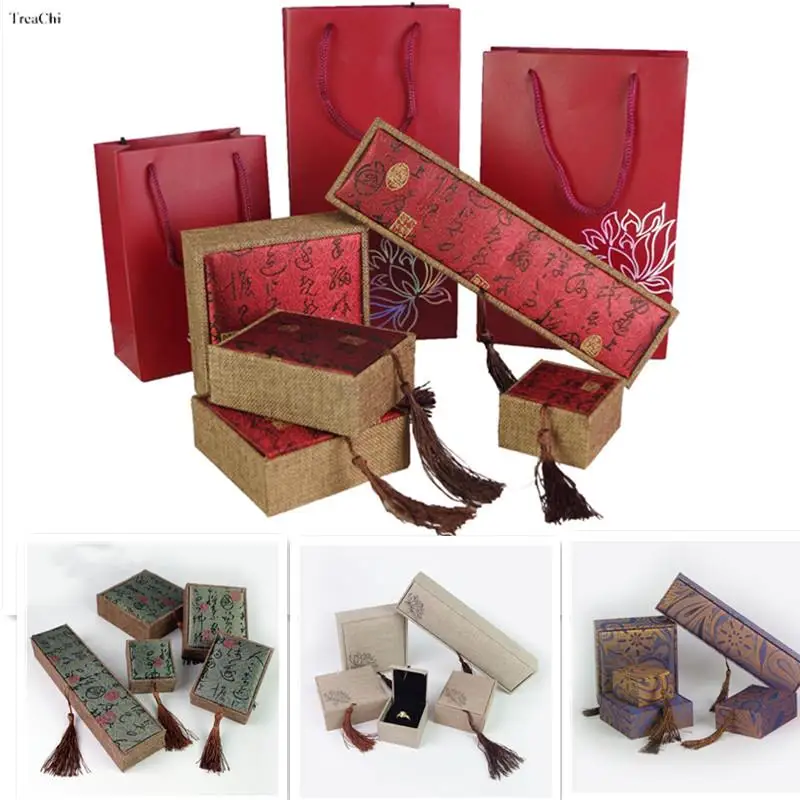 Винтажная шкатулка для украшений с бахромой браслетом кольцом безделушкой