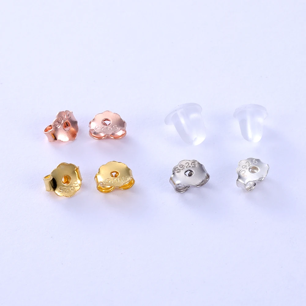 AOEDEJ Real 925 Sterling Silver Earrings Back Women Girls Earring Stopper Gold Plated Butterfly Fastener Earring Accessories 5