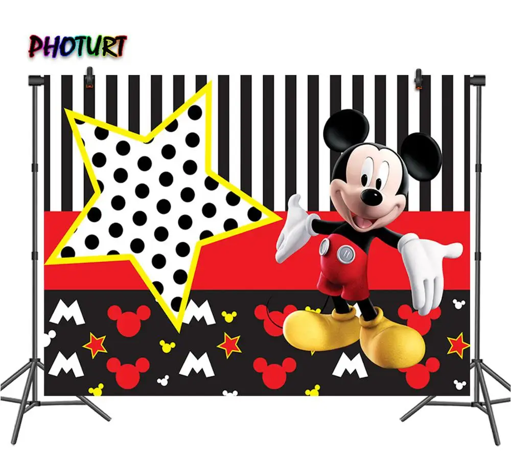 PHOTURT Микки Маус фотография Фон Baby Shower вечеринка для мальчика день рождение задний