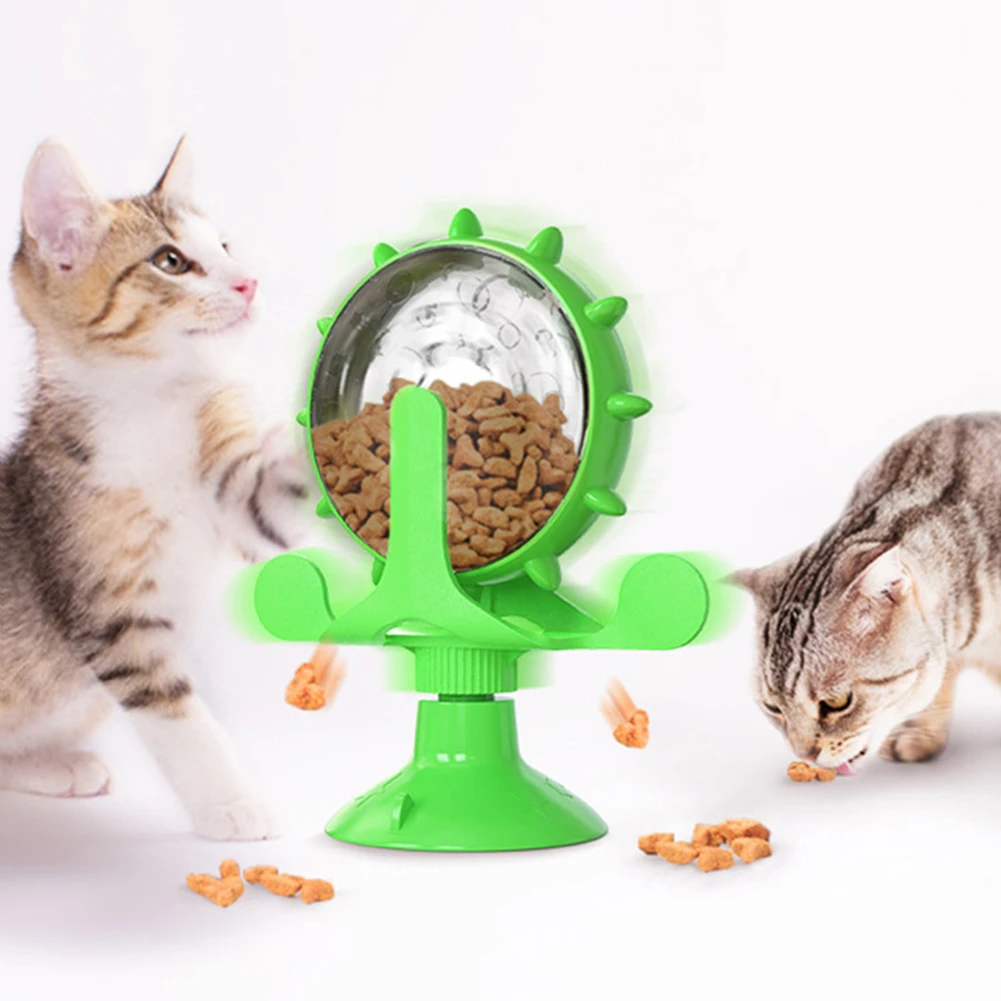 Funny Pet Cat Turntable Toy 360 Rotating Windmill Interactive Training Teasing Puzzle Exercise Play Game Feeding Leakage Device