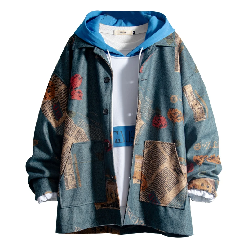 oversized hip hop Vintage Jacket Men 