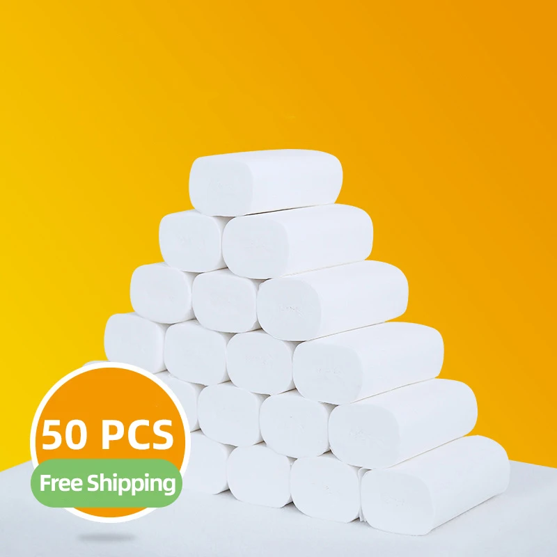 50PCS Free Shipping Tissue Toilet Roll Paper 4 Layers Home Bath Primary Wood Pulp | Красота и здоровье