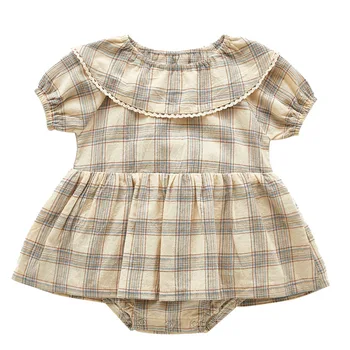 

2020 Baby Summer Clothing Cute Infant Baby Girls Plaid Bodysuits Short Sleeve Jumpsuits Outfits Clothes Casual Playsuit