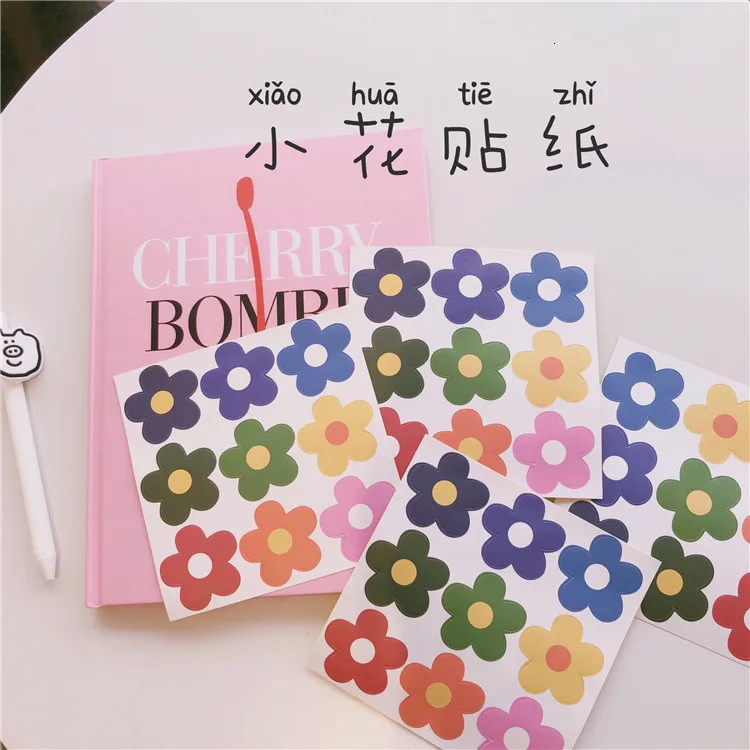 

Korea Ins Flesh Style 9 Color Small Flower Stickers Airpods Mobile Phone Shell Hand Book Notes Decorative Stickers