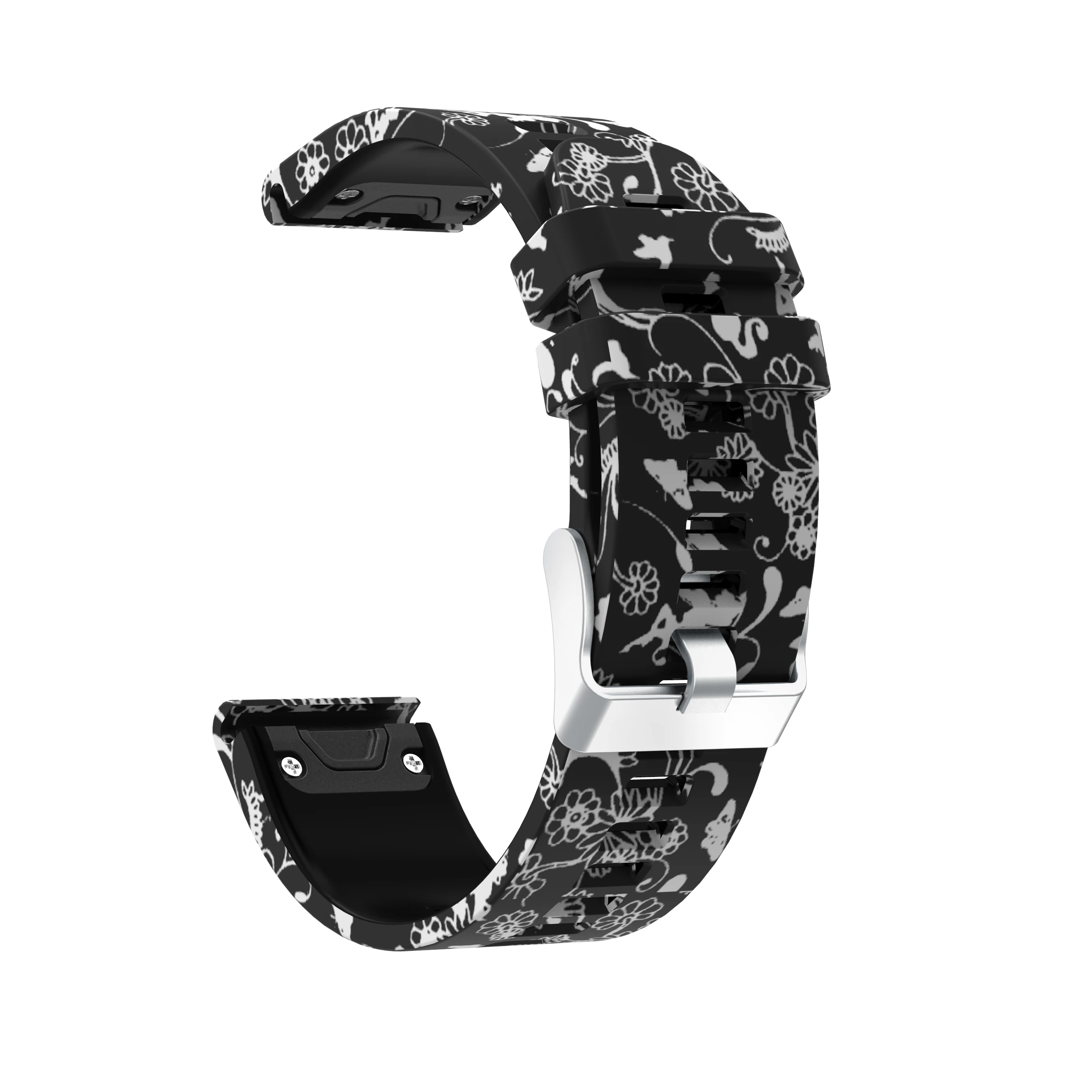 Platinum flower Yayuu ремешок для Garmin Fenix 6/5/Fenix 5 Plus/Forerunner 935/Approach S60/Quatix 5 быстросъемный силиконовый ремешок для часов с принтом - Цвет: Platinum flower
