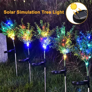 

2Pcs Solar Garden Lights Tree Outdoor Multi-Color Changing Led Stake Lights For Garden Patio Yard Decoration
