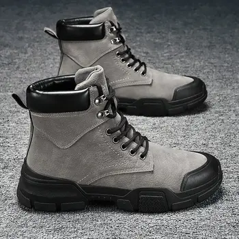 

Men's Martin Boots High-top Leather Shoes Casual Shoes Combat Military Boots Retro Lace-up Fashion Men Boots Trend Sneakers Male