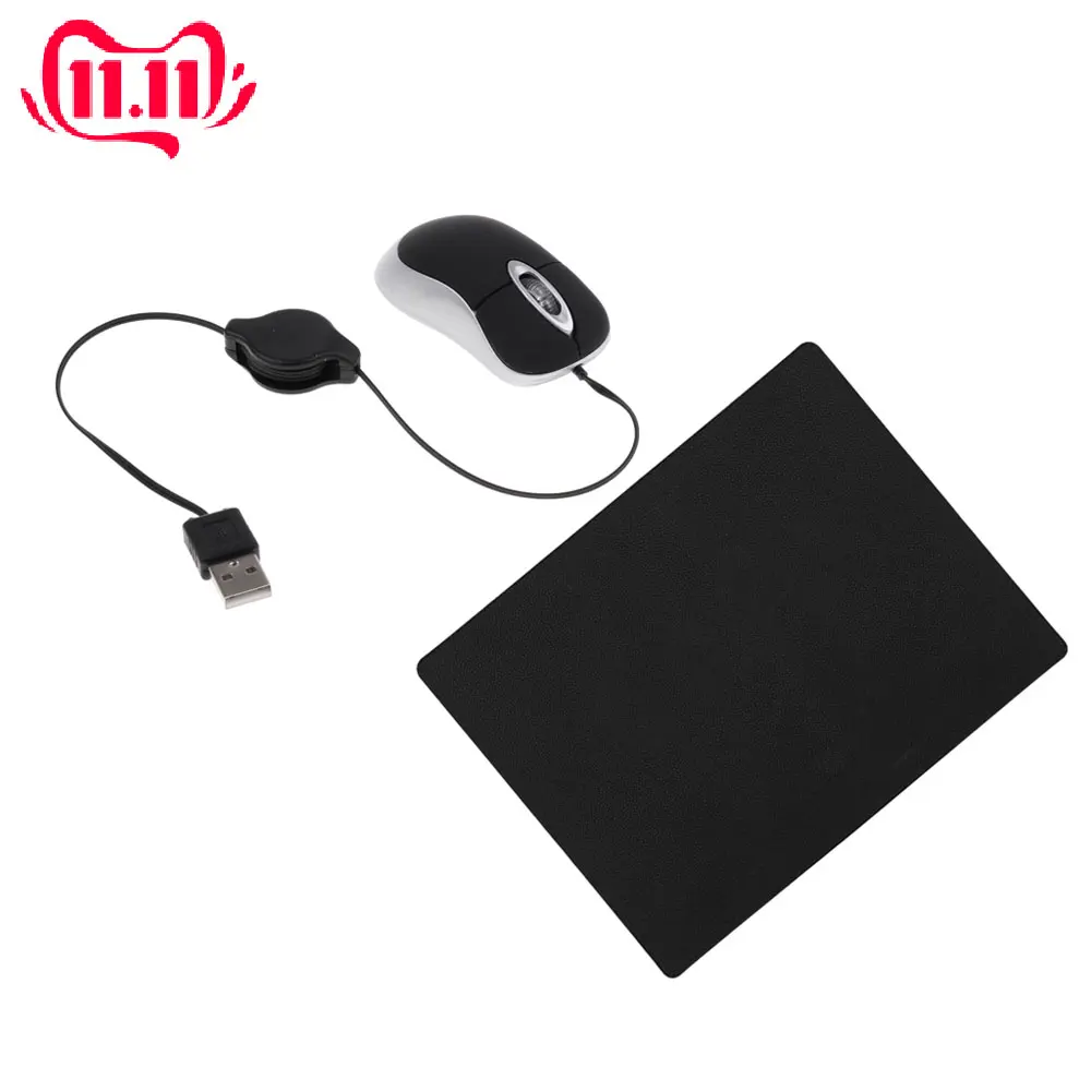 Ноутбук Настольный USB Проводная мышь W/коврик для мыши выдвижной кабель красный светодиодный светильник с датчиком компьютерная мышь Мыши новое поступление