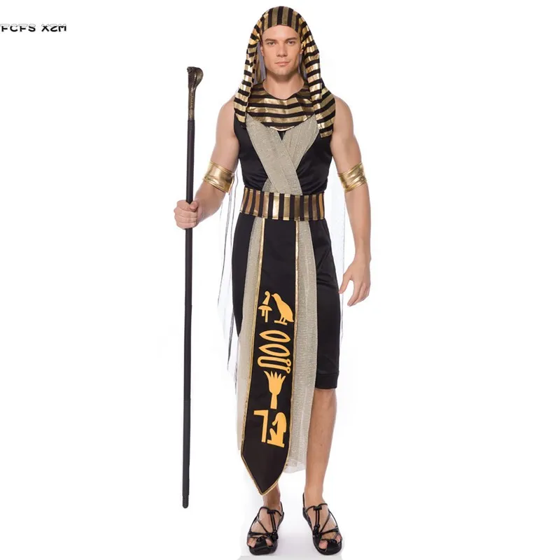 

M-XL Men Egyptian Pharaoh Cosplay Halloween King Costumes Carnival Purim Parade Masquerade Nightclub Bar Role Play Party Dress