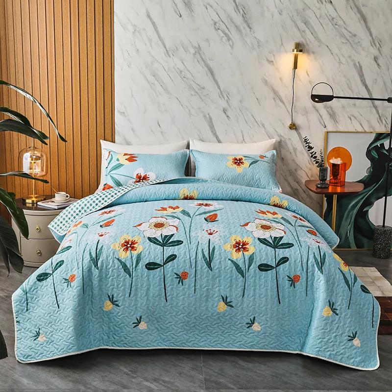 Allyson Quilted Bedspread Set Floral Stitch pattern Coverlet Bedding Bed Cover 