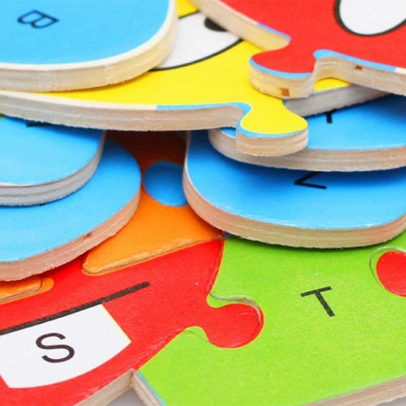 Alphabet Puzzle 3D Wood Child Educational Games Animals Dinosaur Toy Gift