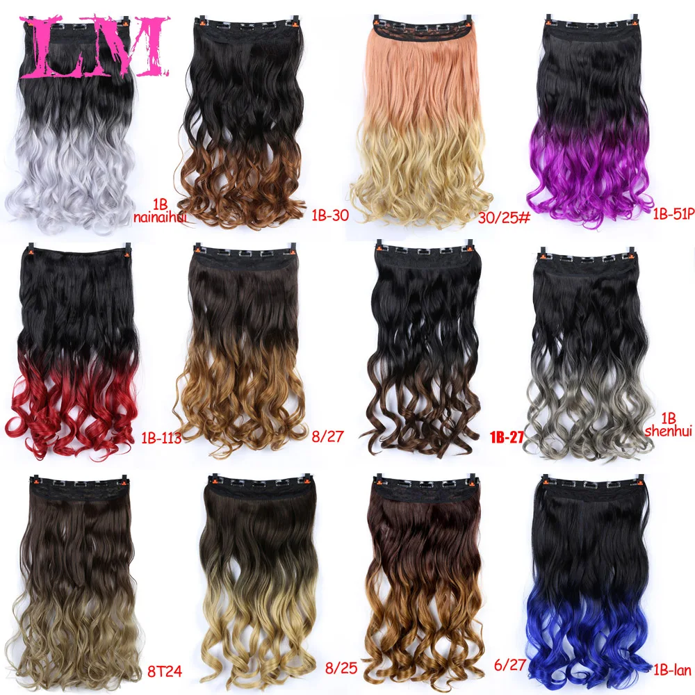 

LiangMo Clip in One Piece Hair Extension Wavy Hair 5Clips Balayage Gradient Ombre Color Modern Cosplay Synthetic Hairpieces