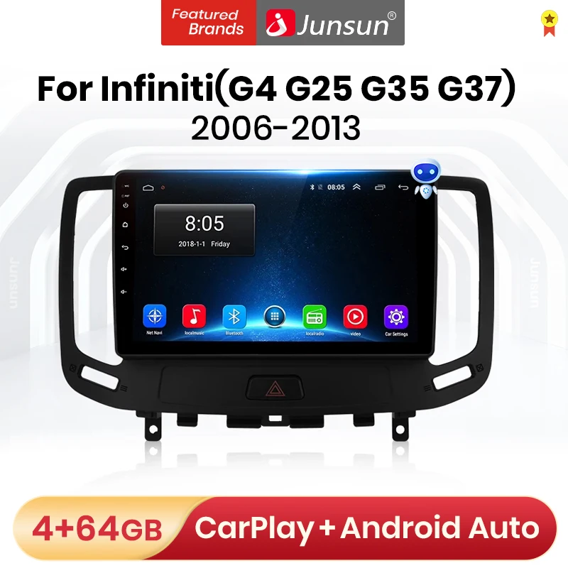 Мультимедийная магнитола Junsun V1 Pro мультимедийный плеер на Android 10 0 4 Гб ОЗУ 64 ПЗУ с