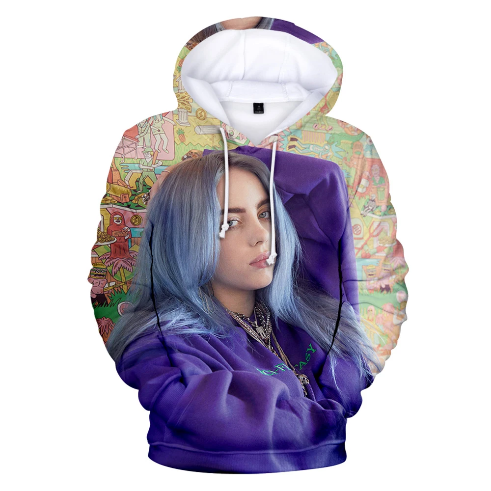Толстовки с капюшоном Billie Eilish для женщин и мужчин, модные детские осенние толстовки с капюшоном, пуловеры с 3D принтом Billie Eilish для девочек