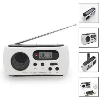 

Portable Hand Crank AM/FM Radio Emergency Phone Charger Solar Self Powered LED Flashlight Reading Lamp SOS Alarm Outdoor