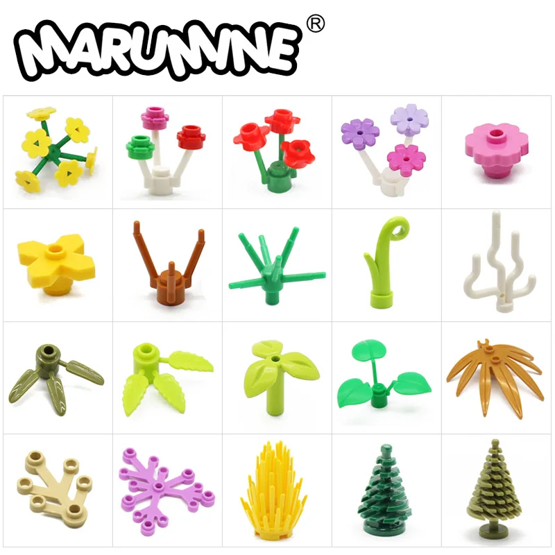 Marumine MOC аксессуары для растений строительные блоки совместимые с цветами зеленая