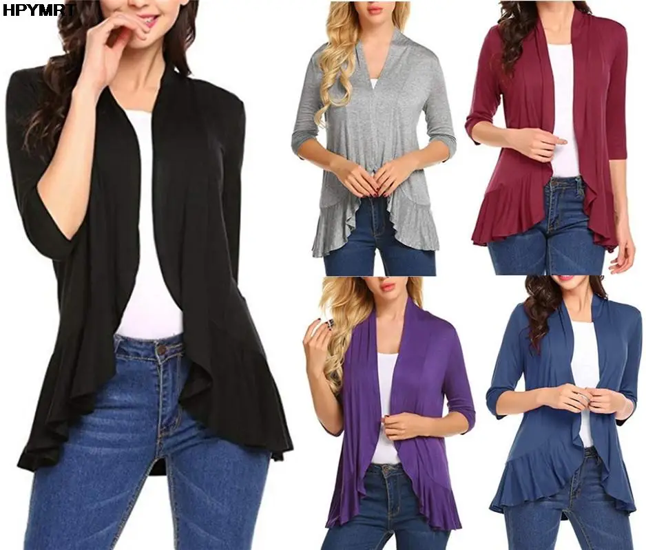 

Женский тонкий кардиган из Джерси, куртка с открытым стежком, модная повседневная офисная Дамская одежда, уличная одежда на весну и осень