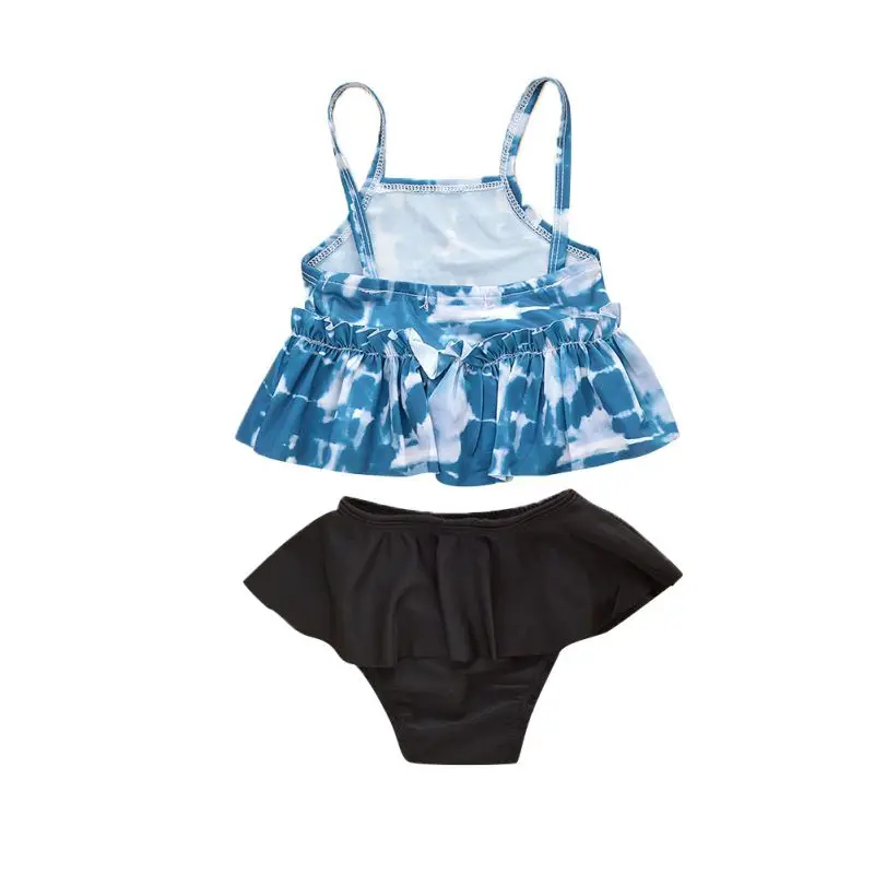 

Surf Girls' Daisy Beach Sport Halter Tankini 2-Piece Swimsuit sling Vest + ruffled swim trunks