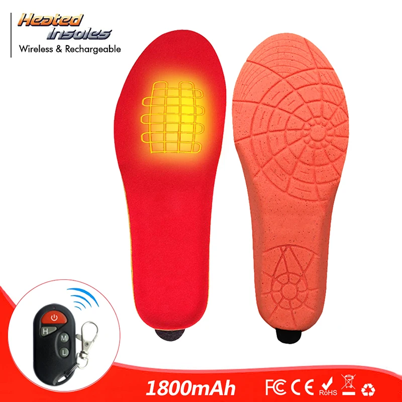 Rechargeable Heated Insoles with 3 Heating Levels Remote Control for