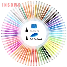 Новая Цветная кисть с двумя наконечниками, художественный маркер, акварельные ручки, тонкая подводка и кисть для раскрашивания, рисования, рисования, манга, каллиграфии