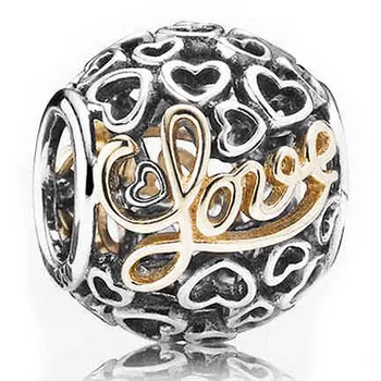 

New 925 Sterling Silver Bead Charm Openwork Message Of Love Heart Beads Fit Original Bracelet Bangle Diy Jewelry