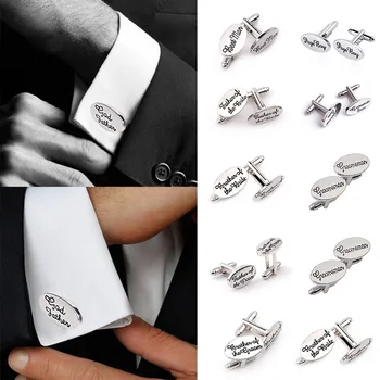 

Men Oval Wedding Party Cufflinks Clip Letter Groom Best man Grooms Father of bride groom Cuff link usher pageboy