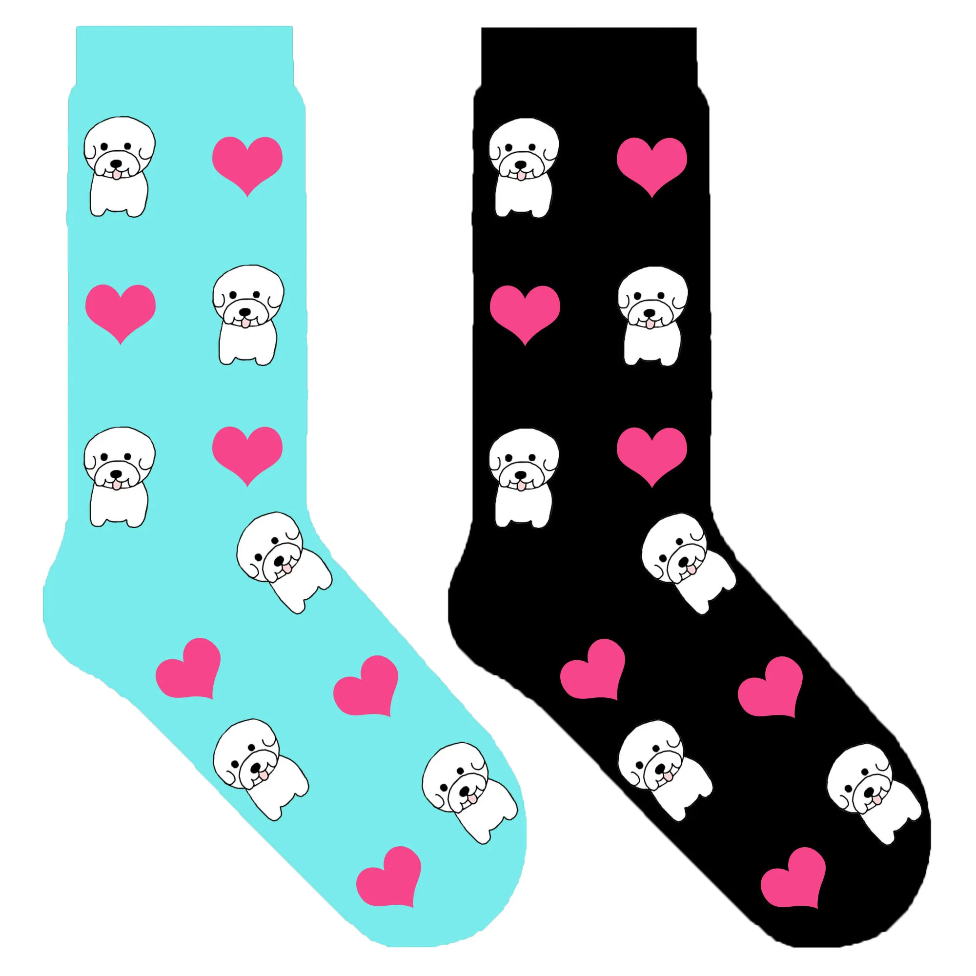 

Bichon Frise dog socks for women human cute crew socks kawaii bichon frise puppy dog theme gift for dog mom present 50 pair/lot