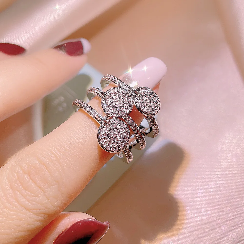 925 Ring for Women Multi-layer Flower Ring AAAA Zircon Wedding Bridal Jewelry Party Wedding Rings for Couples