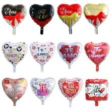 

10pcs 18inch TE AMO Spanish I love you Foil Balloons Heart Shape Helium Air Globos Valentine's Day Wedding Decoration Supplies