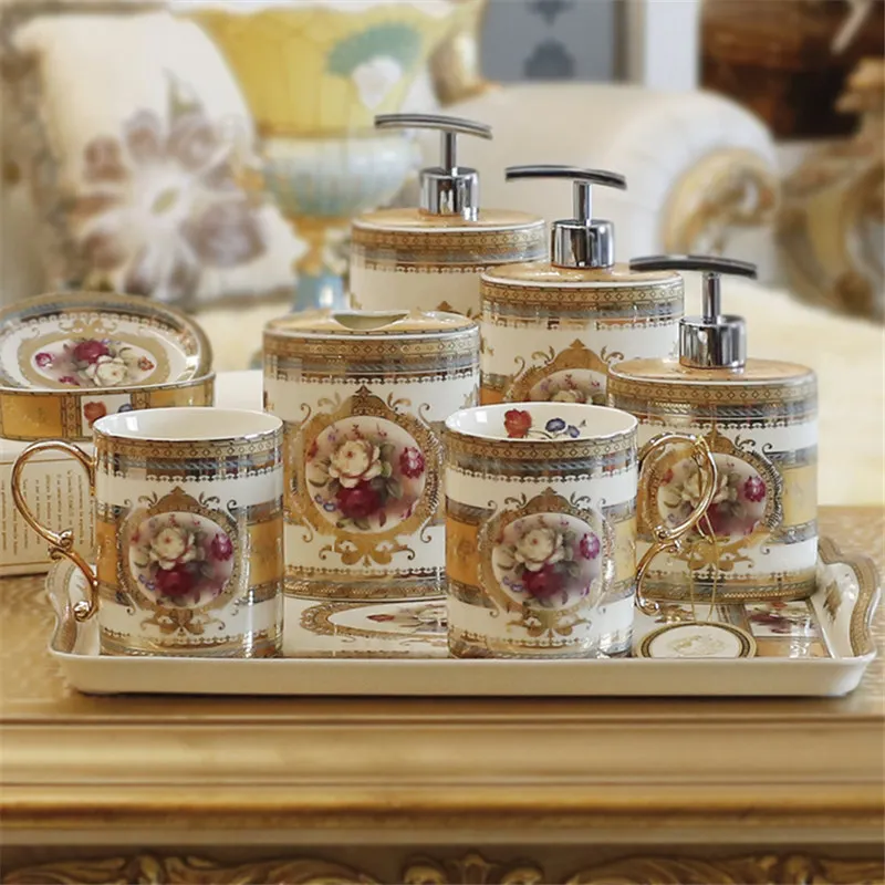 Набор керамических аксессуаров для ванной комнаты дозатор мыла мыльница