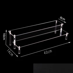 Acrylic Display Risers and Clear Shelf Stand for Desserts, Perfume, and Collectibles (2 tier 40x8cm)