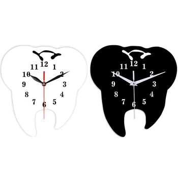 

Timelike Creative Tooth-Shaped Wall Clock Ornament Wall Clock 3D Acrylic Creative Mirror Wall Sticker Home Decor