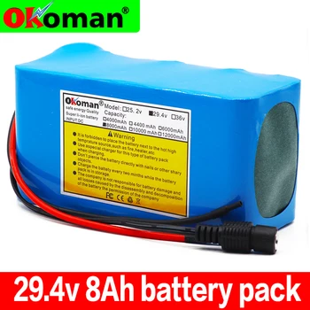 

100% High capacity 24V 8Ah 18650 Battery li-ion battery pack 29.4v 8000mah Electric bicycle moped /Li-ion battery pack with BMS