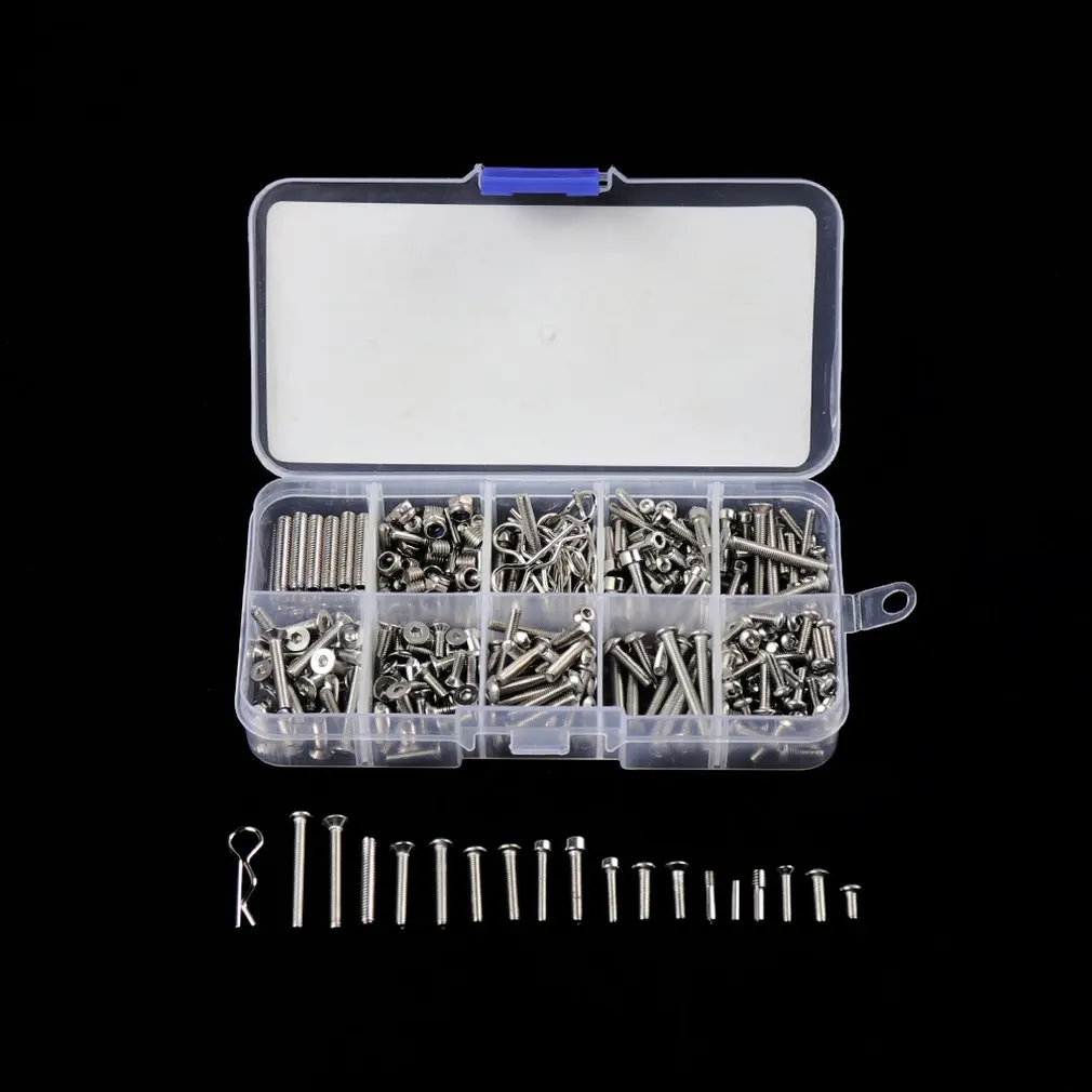 

RC Cars 360pcs Stainless Steel Hexagon Socket Head Cap Screws Nut Set M2 M2.5 M3 M4 for 1/8 1/10 Bigfoot TRAXXAS SUMMIT E-REVO