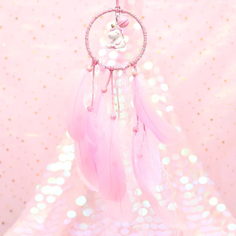 DIY Pink Color Romantic Unicorn Dreamcatcher Night light Hanging Decorations Lamp Bedroom Led String Lamp Birthday Gift For Kid