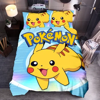 

3D Pokemon Bedding Set Cartoon Animal Pokemon Duvet Cover Set for Kids Pillowcase Duvet Comforter AU/EU/US Home Textile Supplies